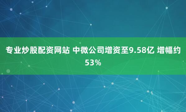 专业炒股配资网站 中微公司增资至9.58亿 增幅约53%
